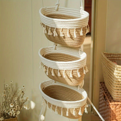WovenWhim 3-Tier Hanging Basket – Creative Space-Saving Storage Solution