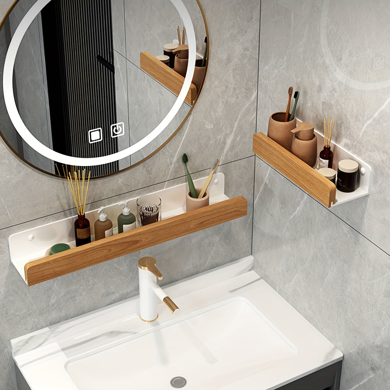 Shower Caddy – Wall-Mounted Shelf with Drainage Slots