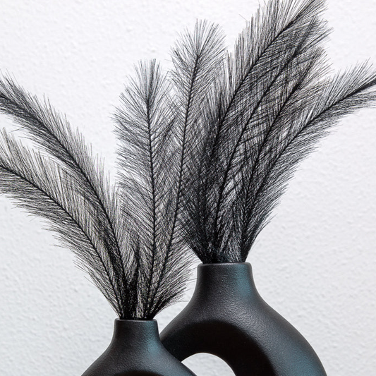Black Pampas Grass – Set of 2 Natural Dried Plumes